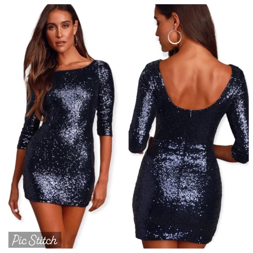 NEW! Lulus Delightful Ways sequined scoop neck dress